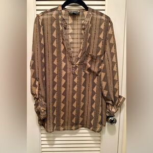 Forever 21 Beige and Brown Geometric Pattern Brown Size XL